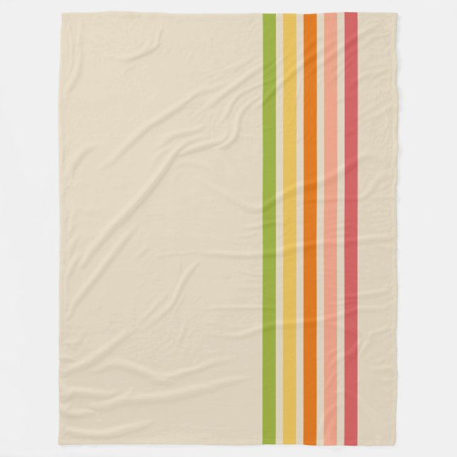 Rainbow Sherbet Vintag gestreift Fleecedecke (Vorderseite)