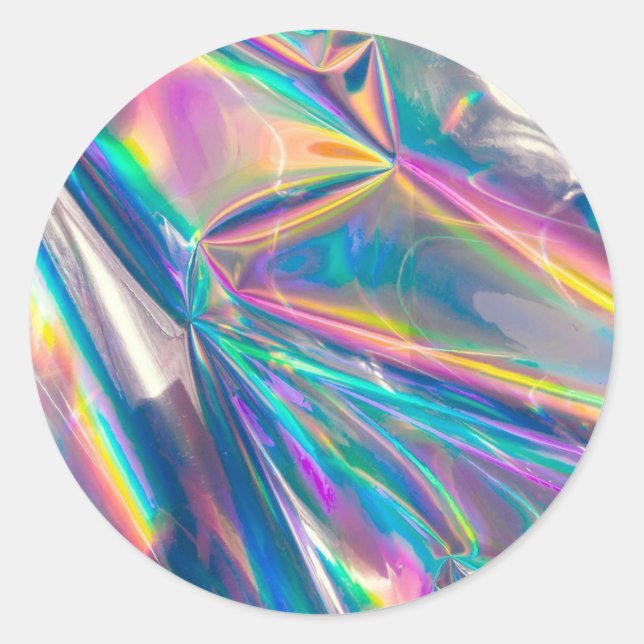 Rainbow Shimmer Metallic Paper Design Runder Aufkleber (Vorderseite)