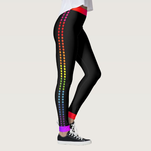 Rainbow Side Dots / Trim on Black (oder Ihre Farbe Leggings (Rechts)