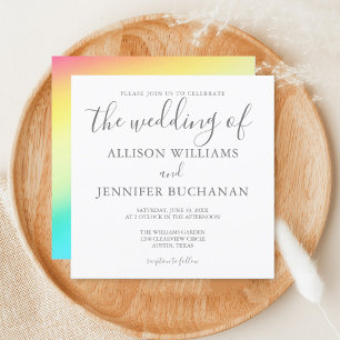 Rainbow Simple Chic Typografy LGBTQ Gay Wedding Einladung