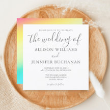 Rainbow Simple Chic Typografy LGBTQ Gay Wedding