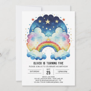 Rainbow Simple Clouds Geburtstag Einladung