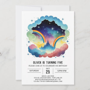 Rainbow Simple Clouds Geburtstag Einladung