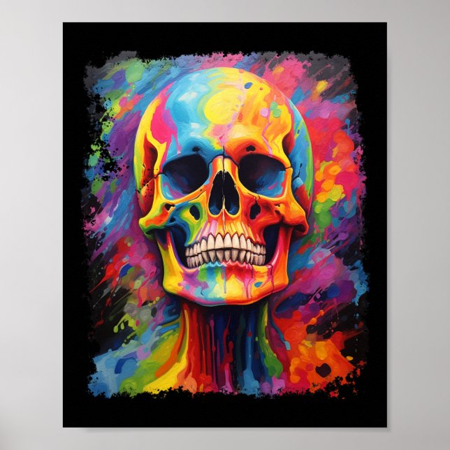 Rainbow Skeleton Anatomie Beängstigendes Halloween Poster (Vorne)