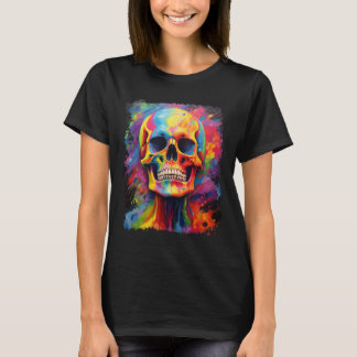 Rainbow Skeleton Anatomie Beängstigendes Halloween T-Shirt