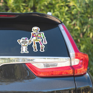 Rainbow Skeleton Family Abgeschieden Halloween Aufkleber