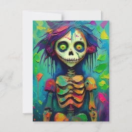 Rainbow Skeleton Zombie Doll Postkarte