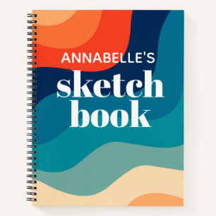 Rainbow Sketchbook Swirl Retro Waves Notizbuch