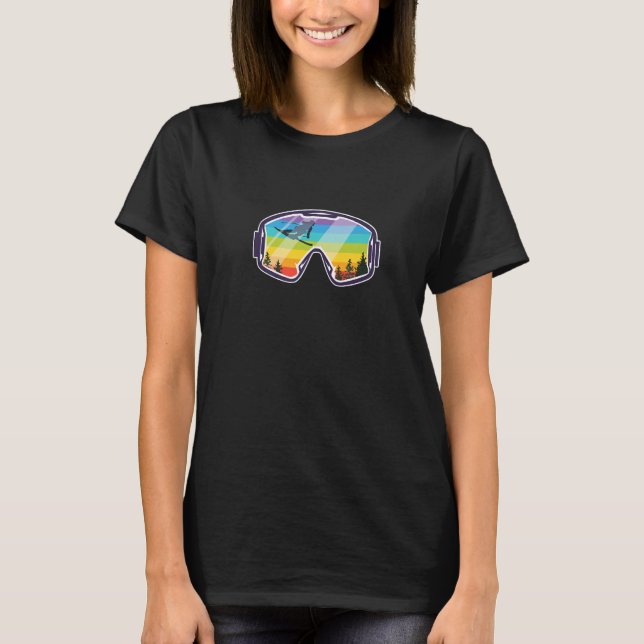 Rainbow Ski Goggle Snow Skier Skiing Winter Sports T-Shirt (Vorderseite)