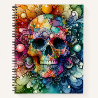 Rainbow Skull Alcohol Ink Deluxe Notizbuch
