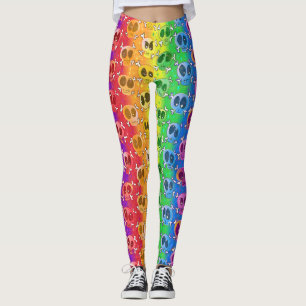Rainbow Skull Crossbones in Stolz Farben Leggings