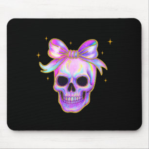 Rainbow Skull Shirt Halloween Niedlich Bow Pastel  Mousepad
