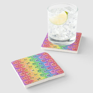 Rainbow Skulls Gay Pride Flag Colors Steinuntersetzer
