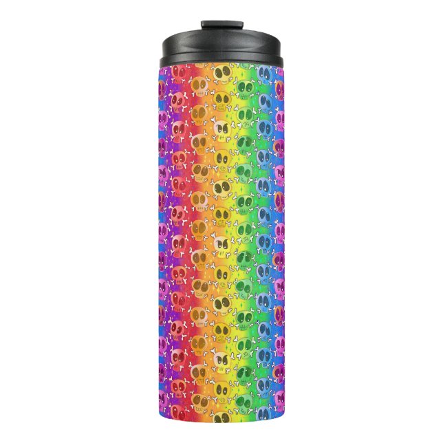 Rainbow Skulls Gay Pride Flag Colors Thermosbecher (Vorderseite)