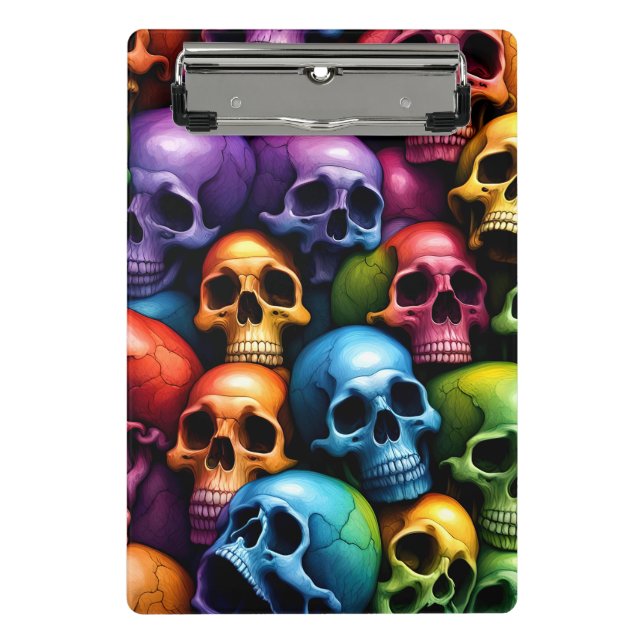 Rainbow Skulls Mini Klemmbrett (Vorderseite)