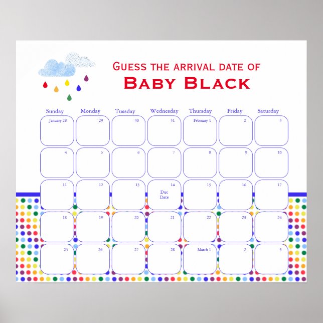 Rainbow Sky Baby Shower schätzt das Fälligkeitspak Poster (Vorne)