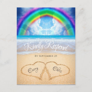 Rainbow Sky Beach Wedding UAWG Postcard Postkarte