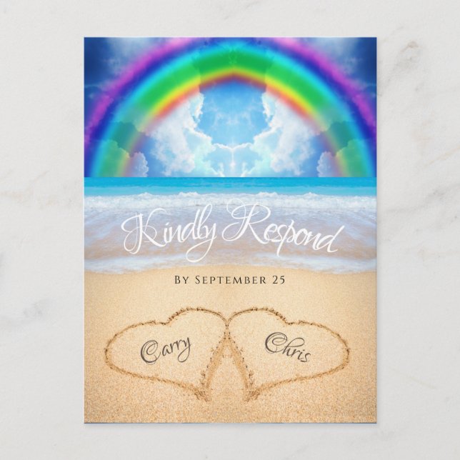 Rainbow Sky Beach Wedding UAWG Postcard Postkarte (Vorderseite)