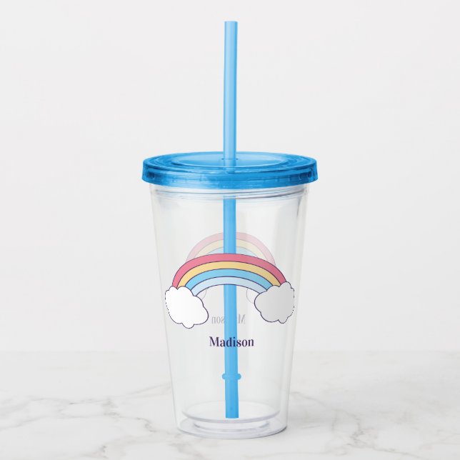 Rainbow Sky individuelle Name Acryltrinkbecher (Vorderseite)
