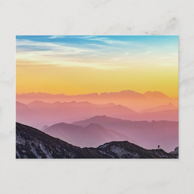 Rainbow Sky Mountains Postcard Postkarte (Vorderseite)