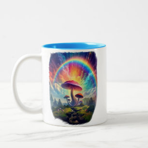 Rainbow Sky Mushroom Zweifarbige Tasse