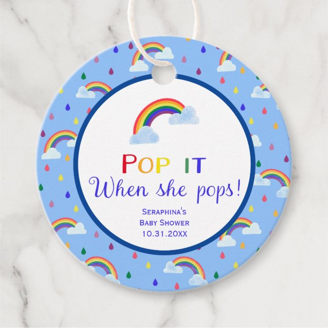 Rainbow Sky Pop It Wenn sie Pop Baby Dusche Geschenkanhänger (Vorderseite)