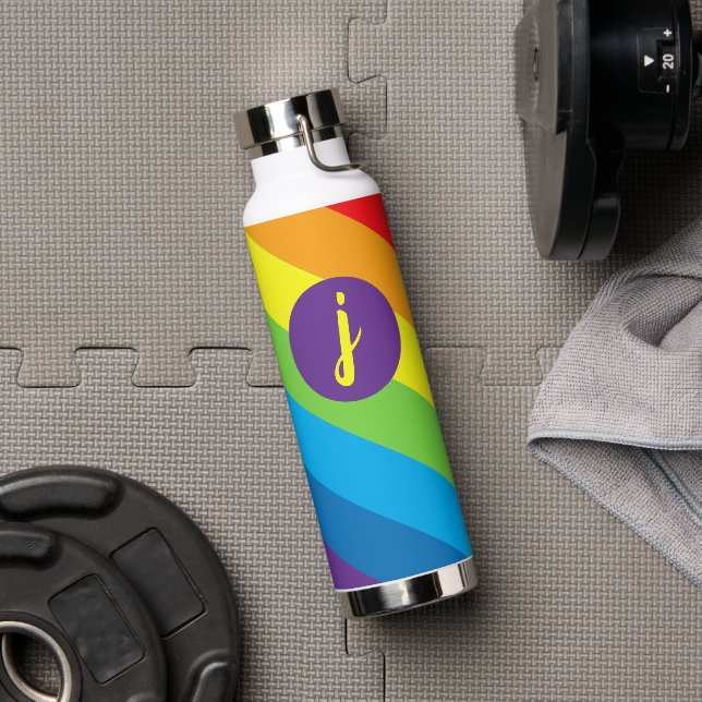 Rainbow Slash Streifen Monogramm Trinkflasche (Fitnessstudio)