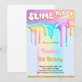 Rainbow Slime Birthday Party Einladung