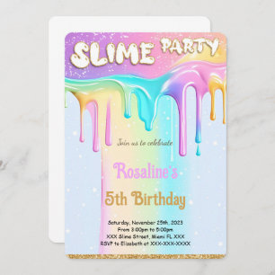 Rainbow Slime Birthday Party Einladung