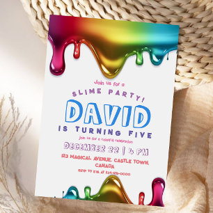 Rainbow Slime Party Einladung Slime 5. Geburtstag