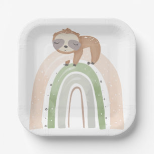 Rainbow Sloth Baby Dusche Pappteller