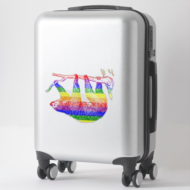 Rainbow Sloth Custom-Cut Vinyl Sticker (Koffer)