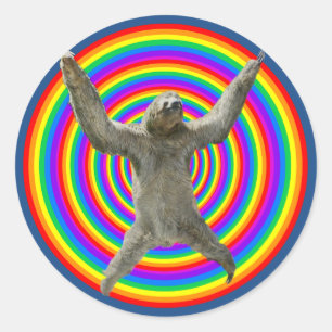 Rainbow Sloth Runder Aufkleber