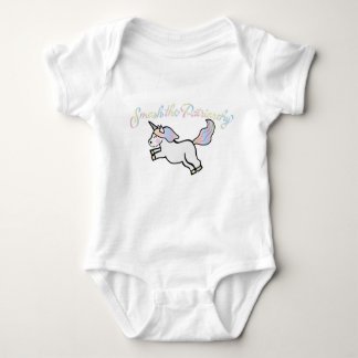 Rainbow Smash the Patriarchy Unicorn Baby Strampler