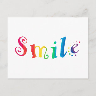 Rainbow Smile Postcard Happy Lächeln Typografie Ar Postkarte