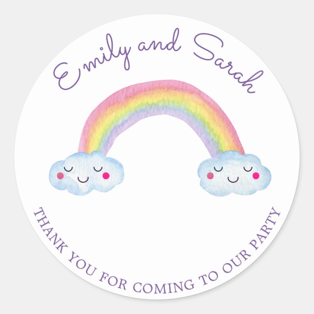 Rainbow Smiles | Twins Birthday Sticker (Vorderseite)