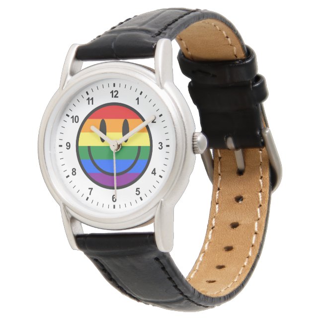 Rainbow Smiley Armbanduhr (Schrägansicht)