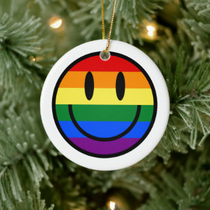Rainbow Smiley Keramik Ornament