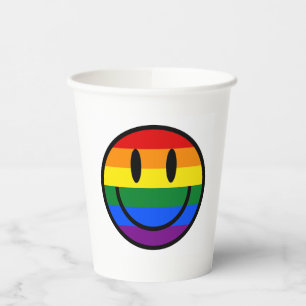 Rainbow-Smiley Pappbecher