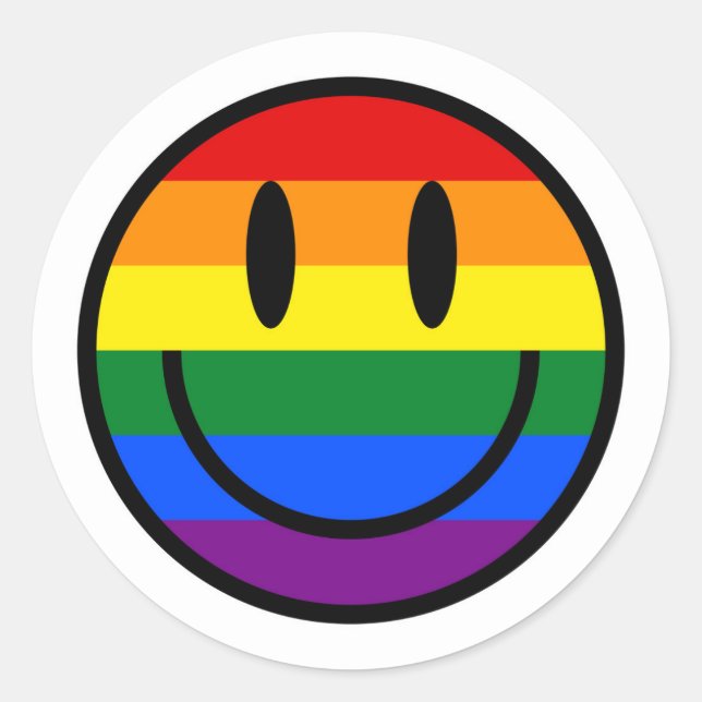 Rainbow Smiley Runder Aufkleber (Vorderseite)