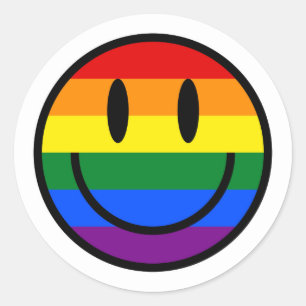 Rainbow Smiley Runder Aufkleber