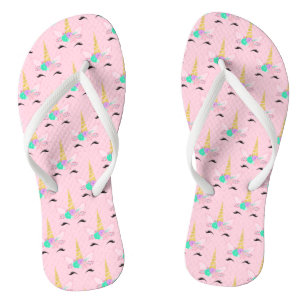 RAINBOW SMILING UNICORN ABSTRAKT FLIP FLOPS