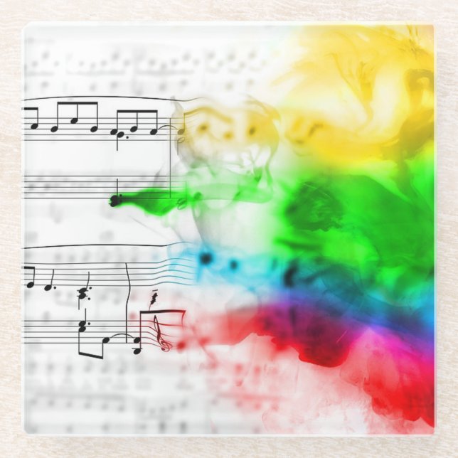 Rainbow Smoke auf Musikblatt Glasuntersetzer (Vorderseite)
