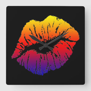rainbow smooch quadratische wanduhr