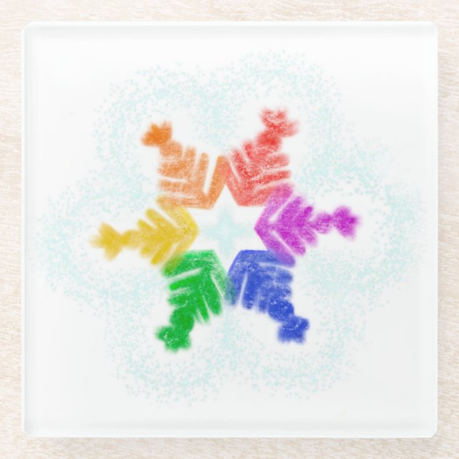 RAINBOW SNOWFLAKE - GETRÄNKTER UNTERSETZER - URLAU (Vorderseite)