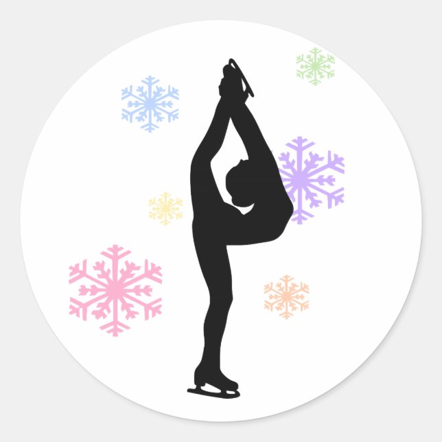 Rainbow Snowflakes Ice Skaten Stickers (Vorderseite)