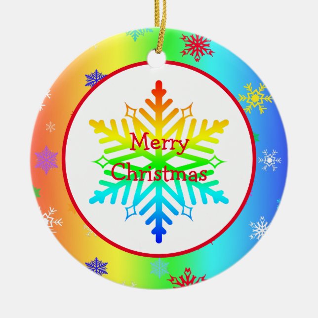 Rainbow Snowflakes Keramik Ornament (Vorne)