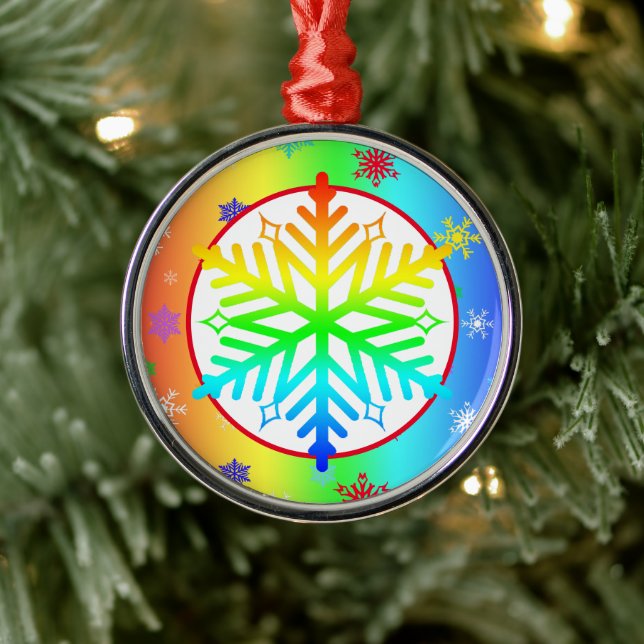 Rainbow Snowflakes Ornament Aus Metall (Baum)