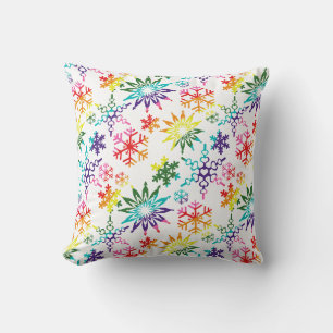 Rainbow Snowflakes Patterns Kissen