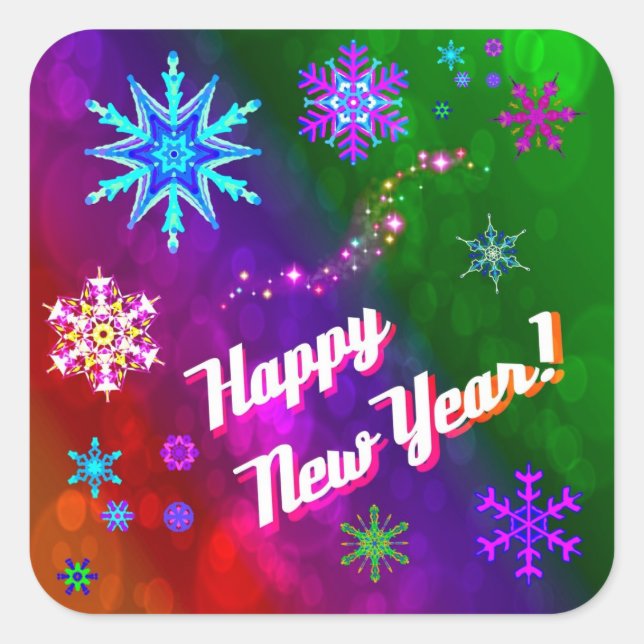 Rainbow Snowflakes Sticker (Vorderseite)